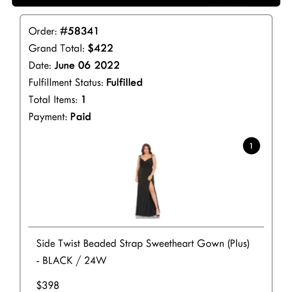 Black Mac Duggal cocktail dress with silver/gold beading